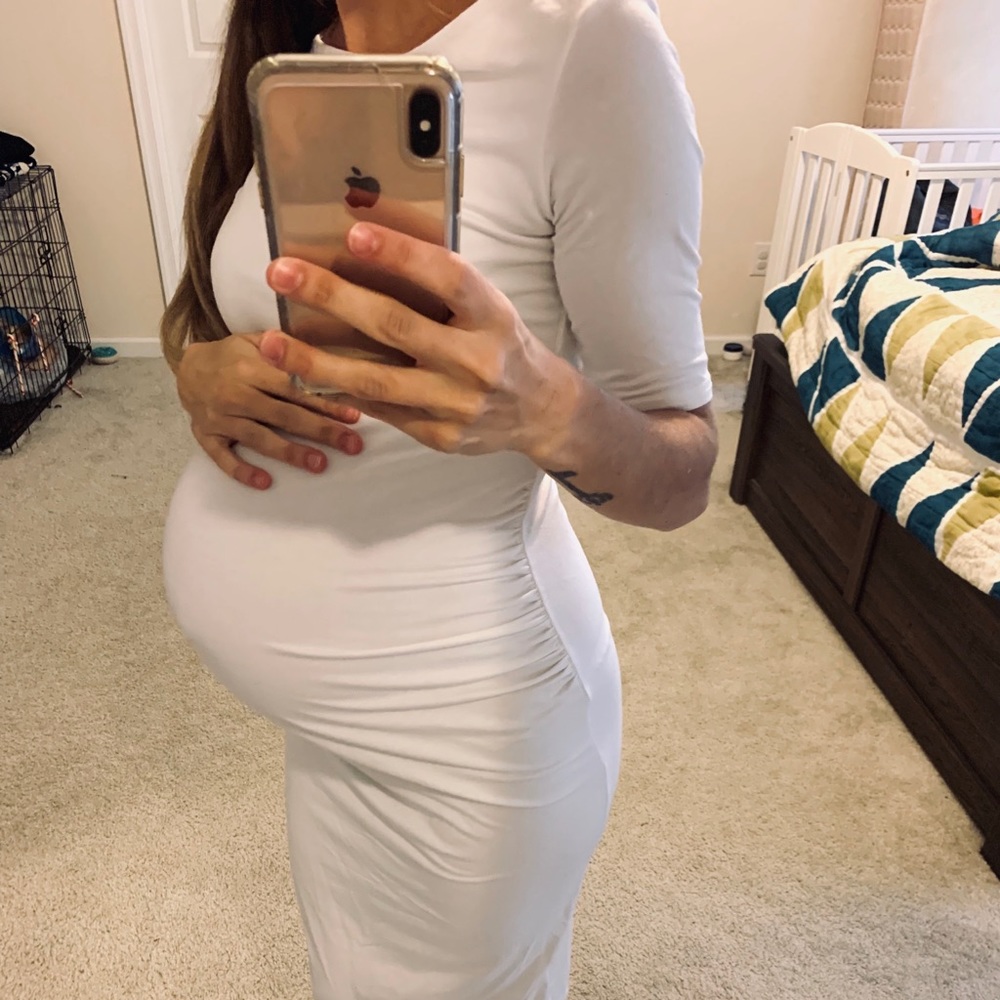 ASOS White MIDI Bodycon Maternity Dress